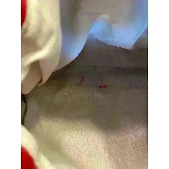 Nine West Red Tote Faux Leather Contrast Stitching Metal Studs - Picture 3 of 7